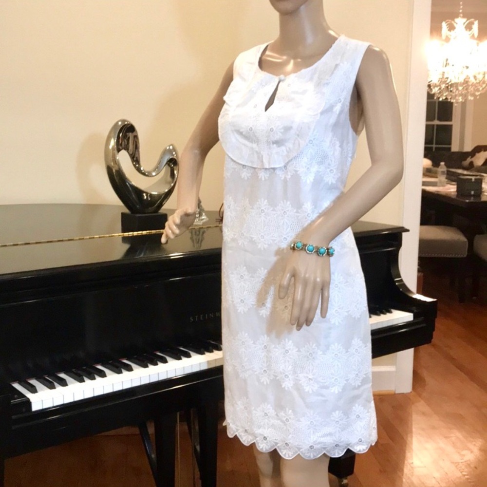 NWT Vineyard Vines white eyelet ruffle shift dress - Picture 6 of 8
